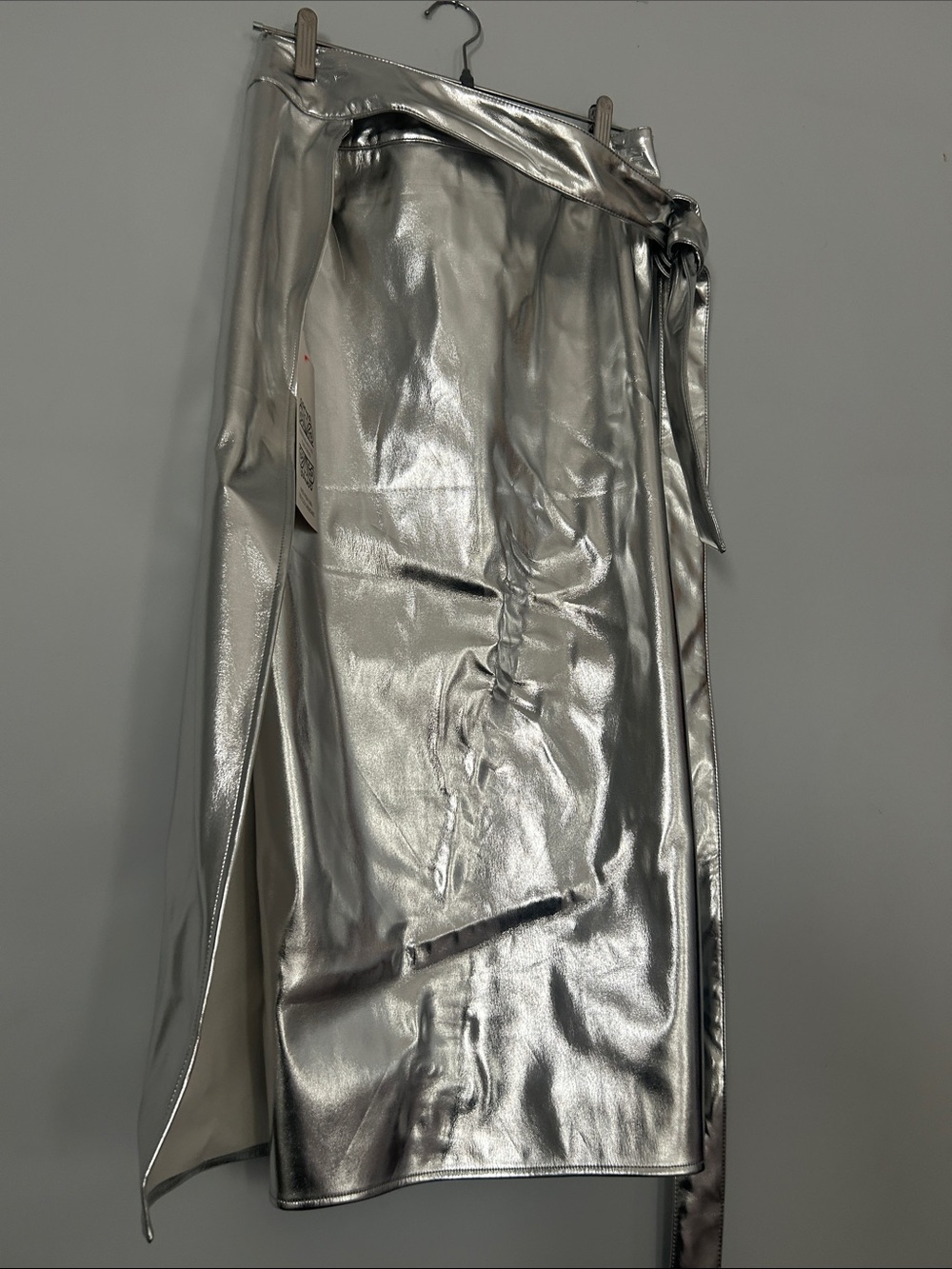 Never Fully Dressed Silver Metallic Wrap Skirt